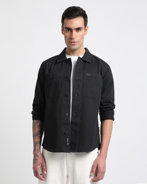 Men Slim Fit Shirt with Flap Pockets