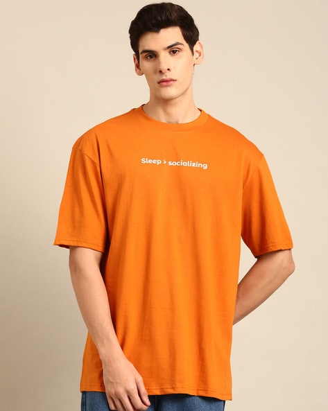 Buy mens plain orange oversized t-shirts online india - urgear – UrGear