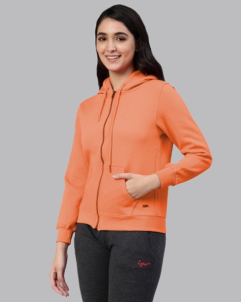 Orange zip up store hoodie womens