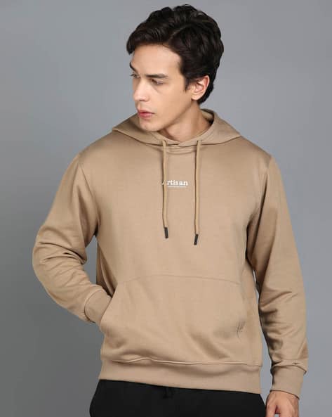 Men Regular Fit Hoodie with Kangaroo Pocket