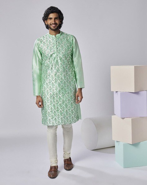 Buy Sea Green 2 Piece Ethnic Suit for Men by KISAH Online Ajio