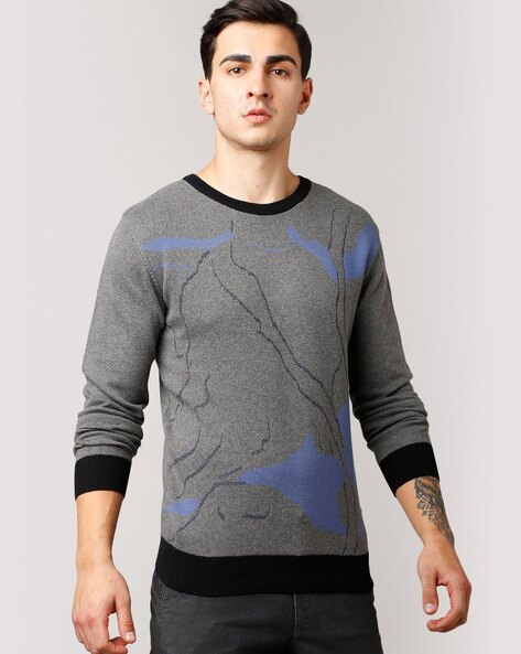 Buy Grey & Navy Sweaters & Cardigans for Men by INDIAN TERRAIN Online