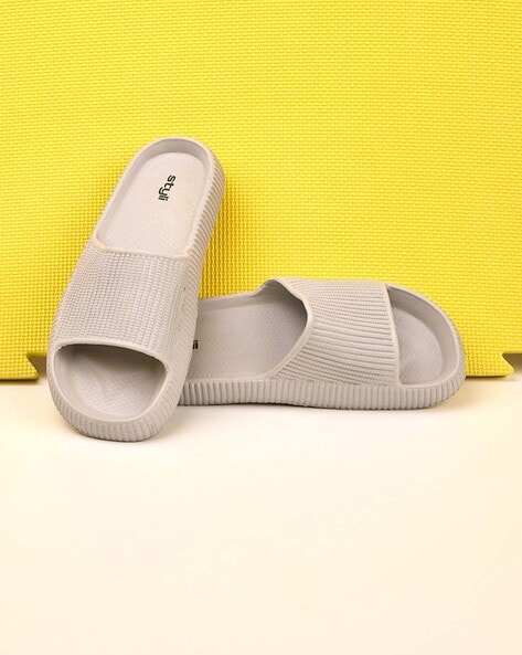 Textured Open Toe Slip On Slides