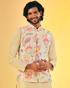 kisah Men Regular Fit Nehru Jacket with Patch Pockets-picture-16