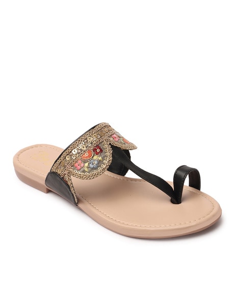 Embroidered Toe Ring Sandals