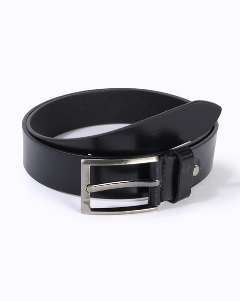 Men Leather Belt with Pin-Buckle Closure