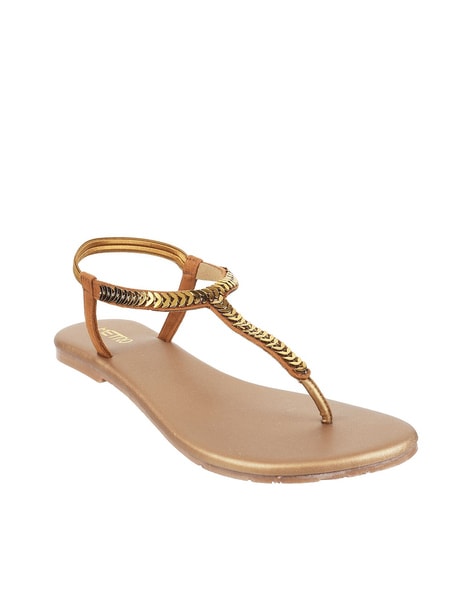 Buy HARVEST LAND Womens T Strap Sandals Fashion Rhinestone Flat Sandal with  Ankle Strap for Ladies Summers Dress Sandals Casual Woman Flip Flops Beach,  Gold, 6 at Amazon.in