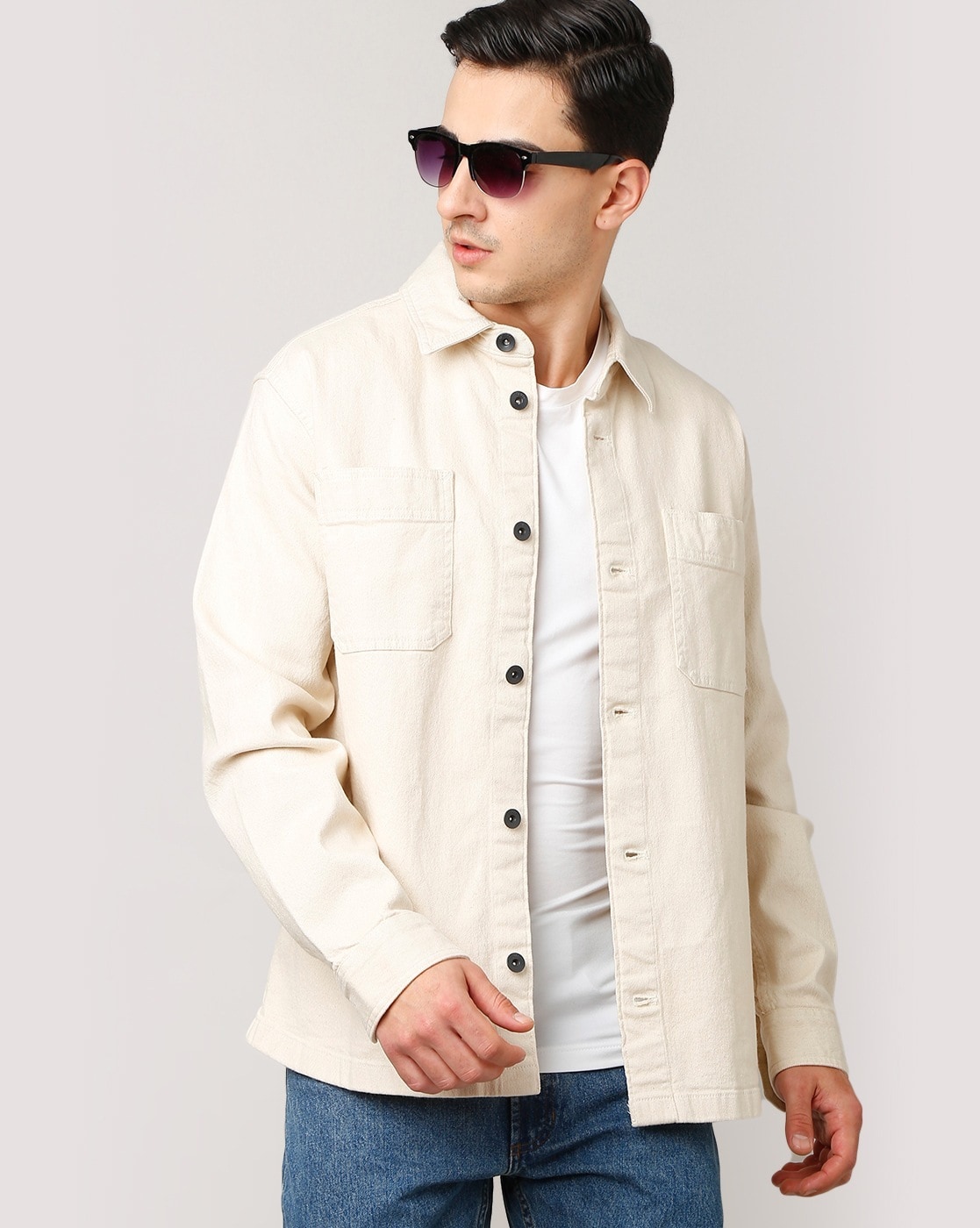 Lee workwear denim overshirt jacket in ecru CO-ORD | ASOS | Workwear jeans,  Mens shirts, Casual shirts