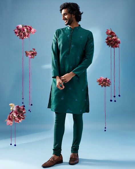 Buy Green 2 Piece Ethnic Suit for Men by KISAH Online Ajio