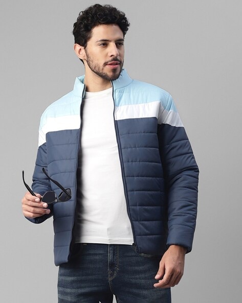 quilted zip front puffer jacket