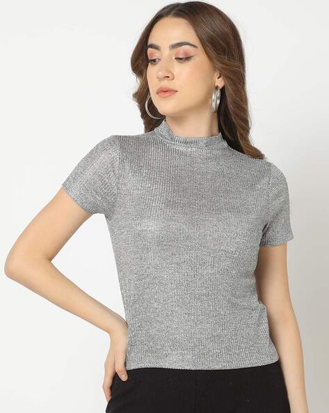 Grey high 2025 neck top