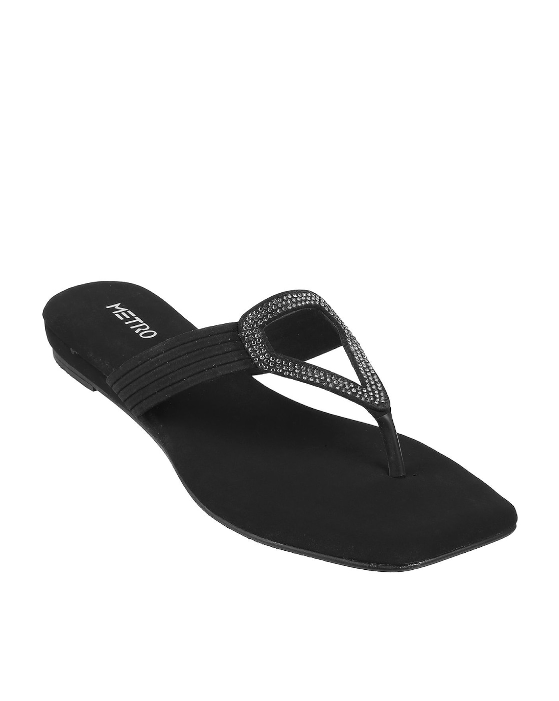 Buy Metro Women's Black T-Strap Sandals for Women at Best Price @ Tata CLiQ