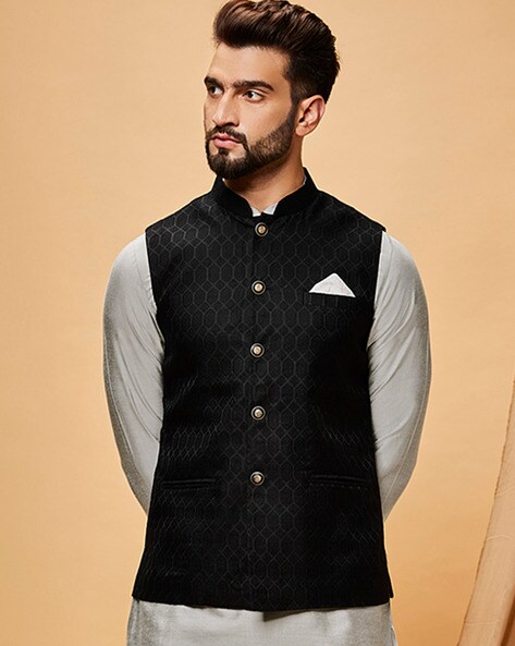 Men's Printed Nehru Jacket - Rohit Bal