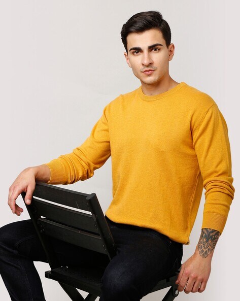 Buy Mustard Yellow Sweaters & Cardigans for Men by ALTHEORY Online