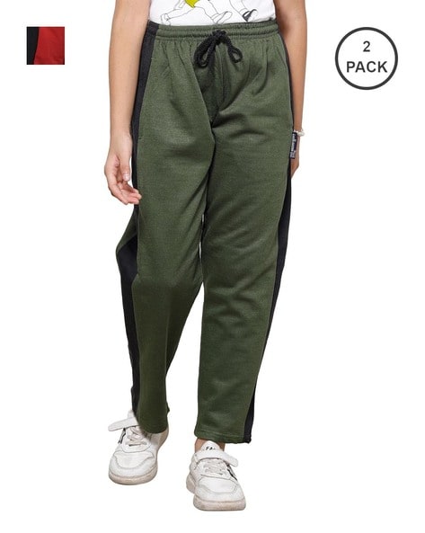 Pack of 2 Girls Track Pants with Drawstring Waistband