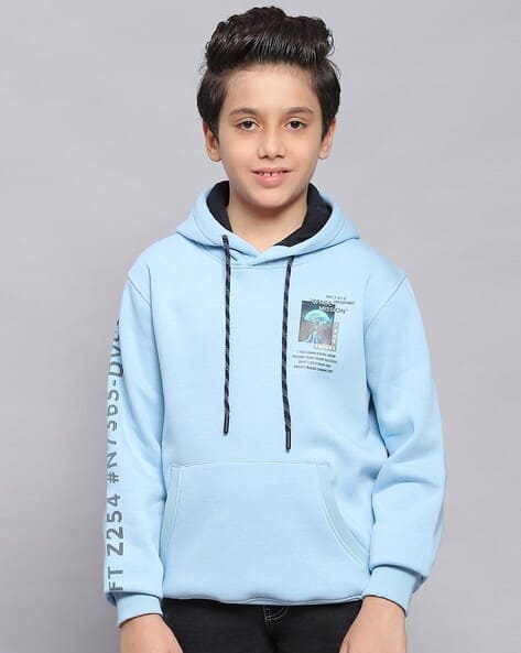 Boys Typographic Print Regular Fit Hoodie