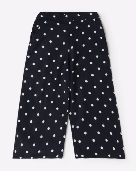 Girls Polka-Dot Print Slim Fit Flat-Front Pants
