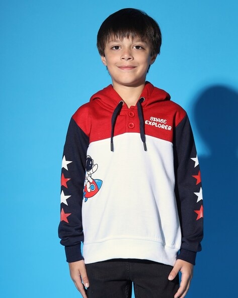 Buy Red White Sweatshirts Hoodie for Boys by NICK JONES Online Ajio