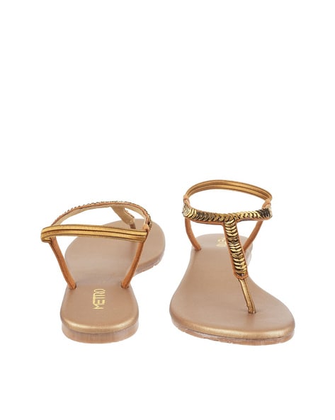Buy Gold Flat Sandals for Women by Acai Online | Ajio.com