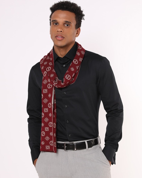 Buy GIORGIO ARMANI Solid Pattern Scarf with Allover Logo Brown