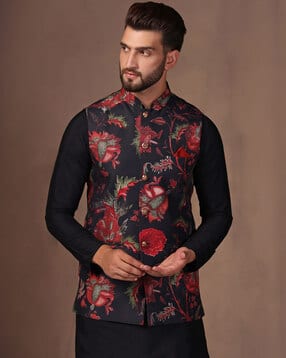 kisah Men Regular Fit Nehru Jacket with Patch Pockets-picture-52
