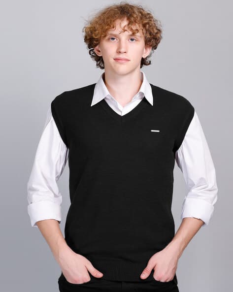 Men Sleeveless V-Neck Pullover