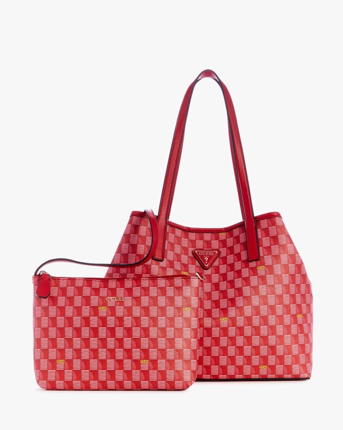 Guess red shop tote bag