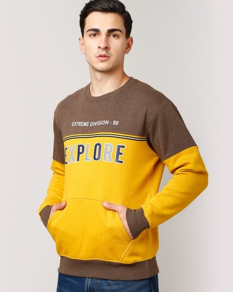 Buy Brown Yellow Sweatshirt Hoodies for Men by DUKE Online