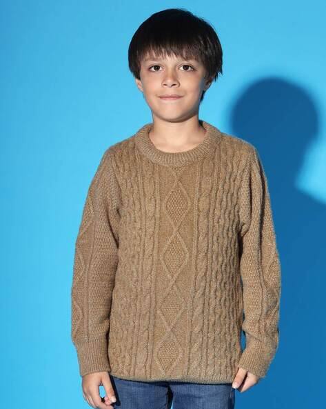 Boys Cable-Knit Crew-Neck Sweater