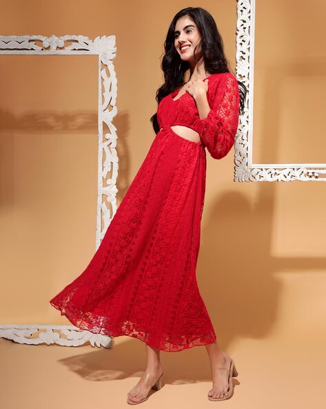 Buy Zink London Red Lace Gown for Women Online @ Tata CLiQ