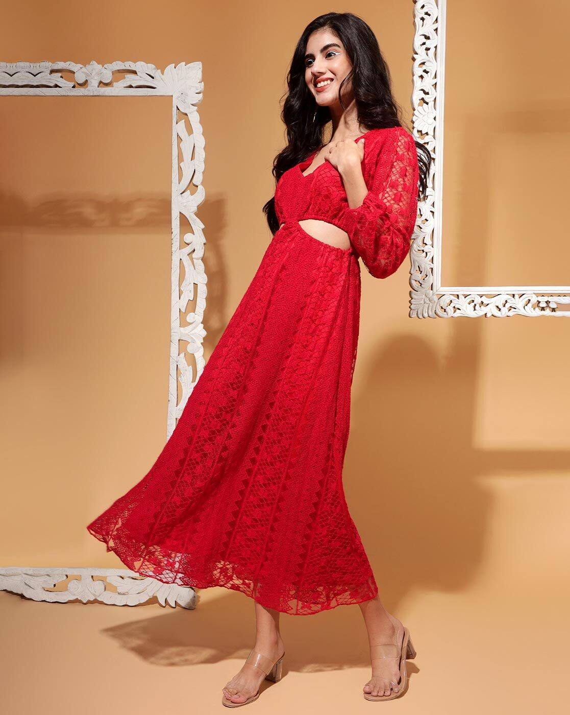 Buy Drape And Dazzle Women Lace A-Line Dress with Cutouts Online | Ajio.com