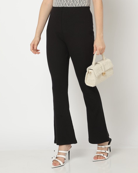 Women Ribbed Flared Pants