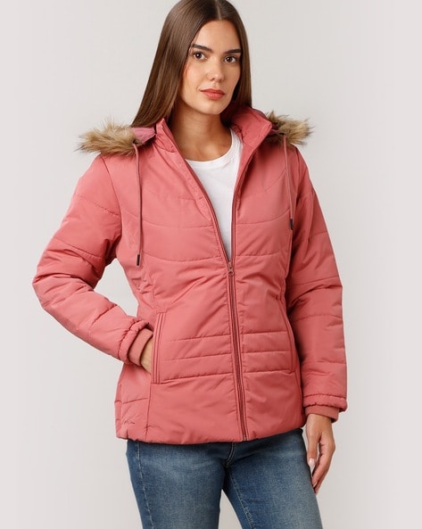 Pink hotsell parka coat