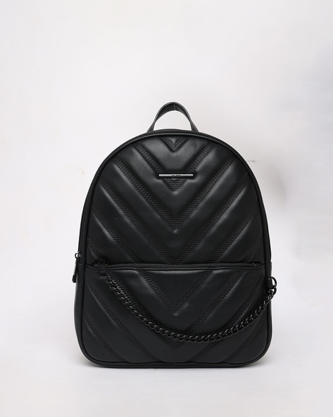 Black leather quilted clearance backpack