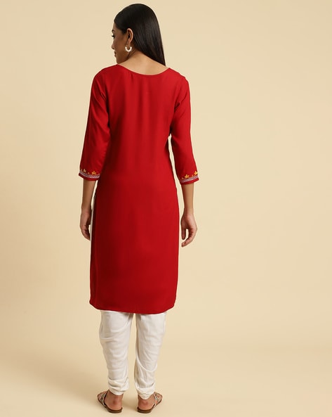 Plain long straight clearance kurtis