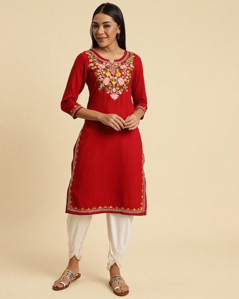 Red And Golden Georgette Printed Kurti with Skirt at Rs 950/piece in New  Delhi