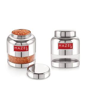 Set of 2 Stainless Steel Transparent Containers
