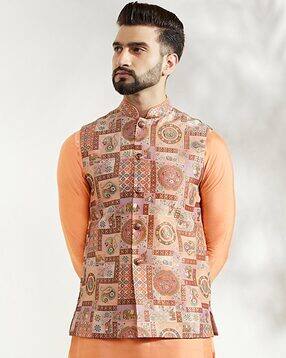 kisah Printed Nehru jacket-picture-39