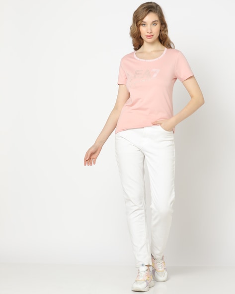 T-Shirt EA7 Woman color Blush Pink