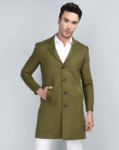 Olive Green Trench Mens Green Wool Coat Buy Olive Jackets Coats - Main Image