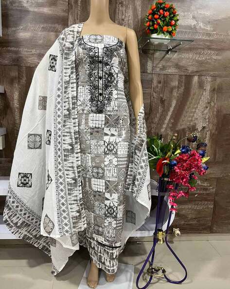 Women Printed 2-Piece Dress Material Price in India