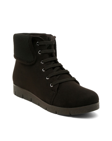 Womens black suede hot sale lace up boots