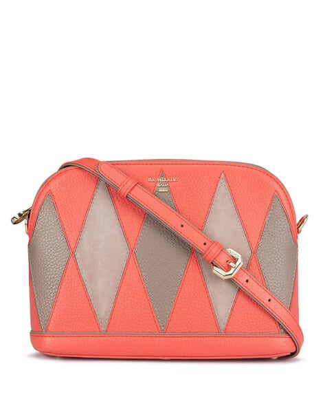Da Milano Women Colourblock Sling Bag with Detachable Strap
