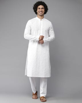 see designs Men Embroidered Regular Fit Long Kurta-picture-12