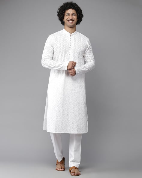 Buy White Kurtas for Men by Fashvio Online | Ajio.com
