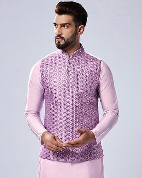 Printed Nehru jacket-image-44