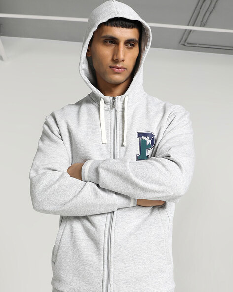 Buy Puma Boys Cotton Fleece Hoodie Light Grey Heather