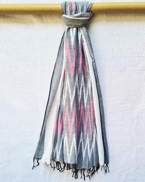Woven Ikat Dupatta with Tassels Price in India