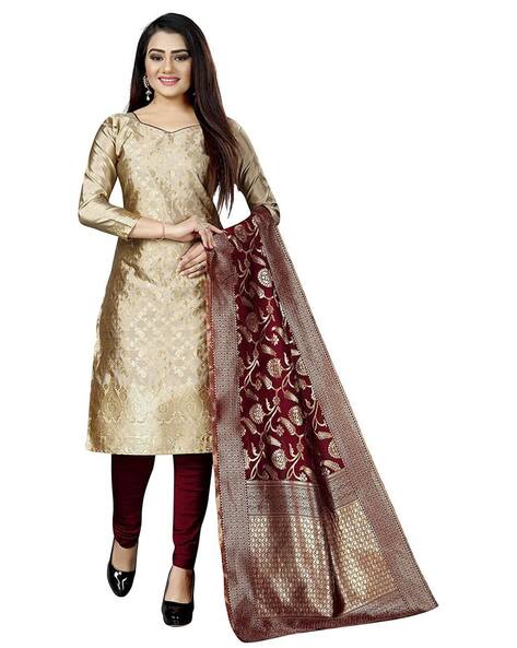 Women Paisley Woven 3-Piece Unstitched Dress Material Price in India