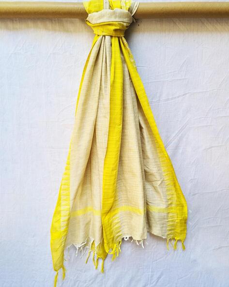 Woven Dupatta with Temple Border & Tassels Price in India